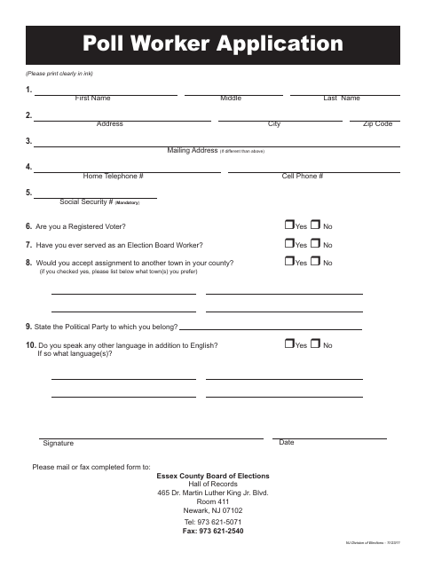 First page of the Poll Worker Application
