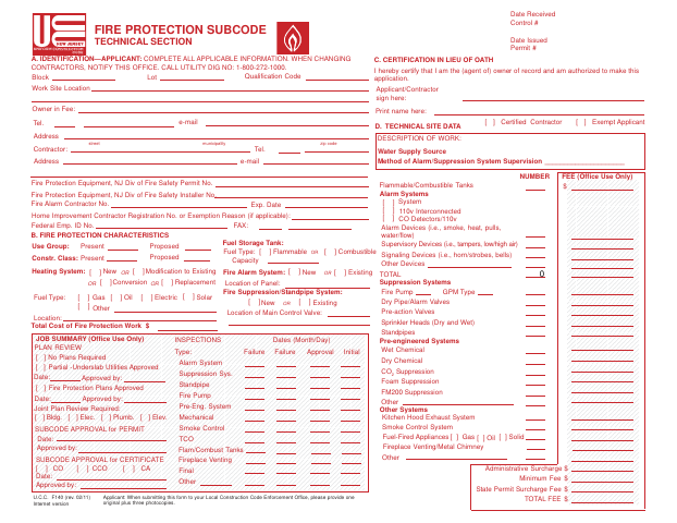 First page of the Fire Protection Subcode Technical Section