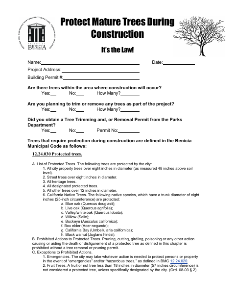 First page of the Protect Mature Trees During Construction