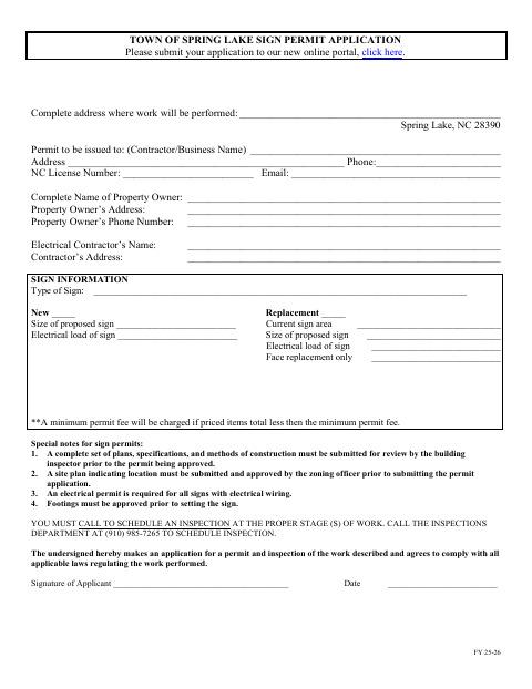 First page of the Sign Permit Application
