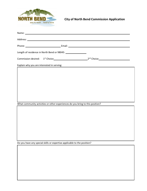 First page of the Commission Application
