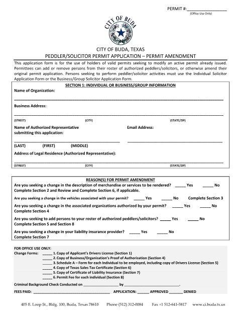 First page of the Application to Amend Solicitors Permit