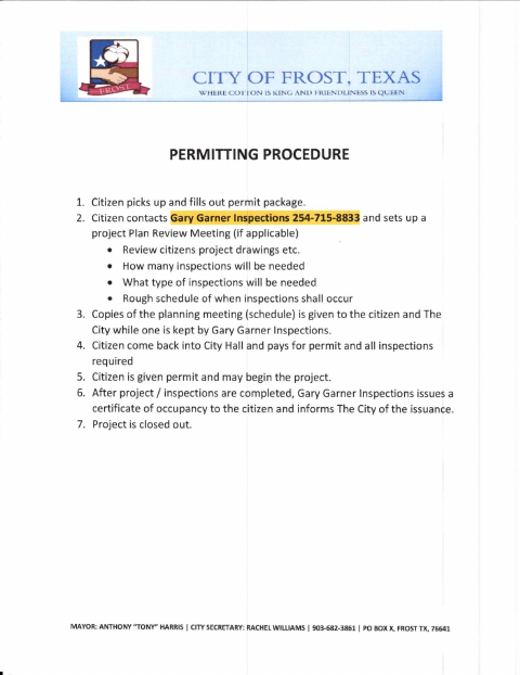 First page of the Permit Application