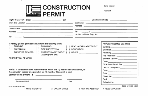 First page of the Construction Permit