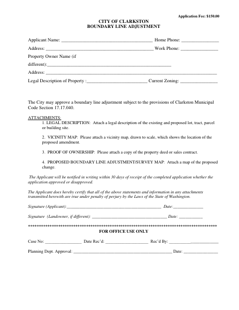 First page of the Boundary Line Adjustment