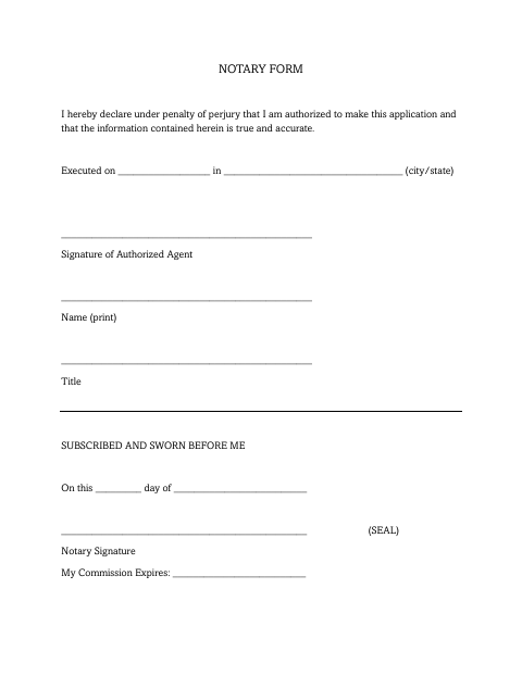 First page of the Authorized Agent Application Declaration