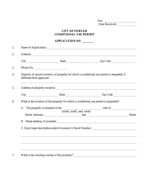First page of the Conditional Use Permit Application