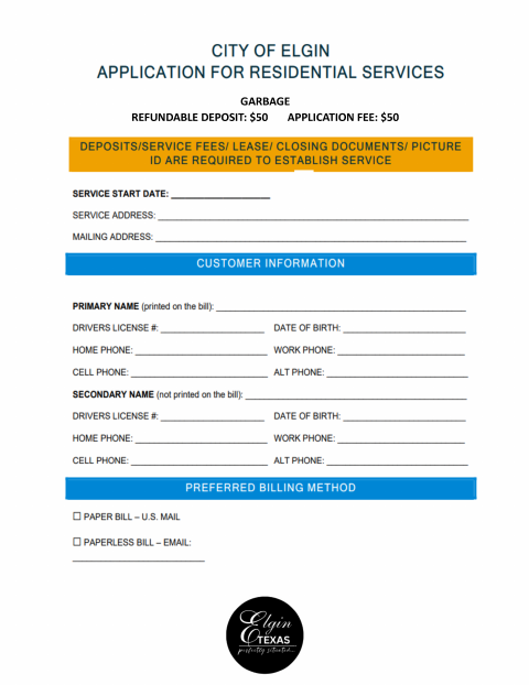 First page of the Garbage Application