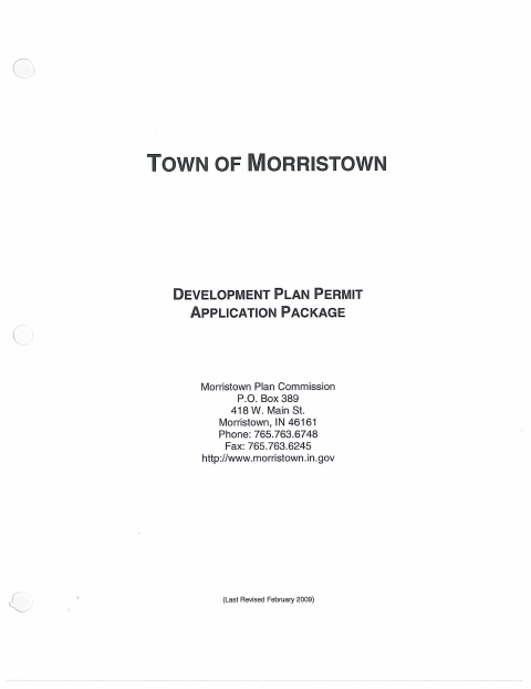 First page of the Development Plan Permit Application Package