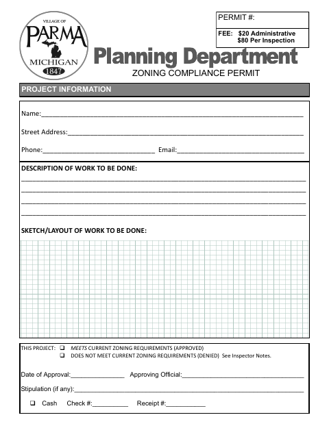 First page of the Zoning Compliance Permit Application