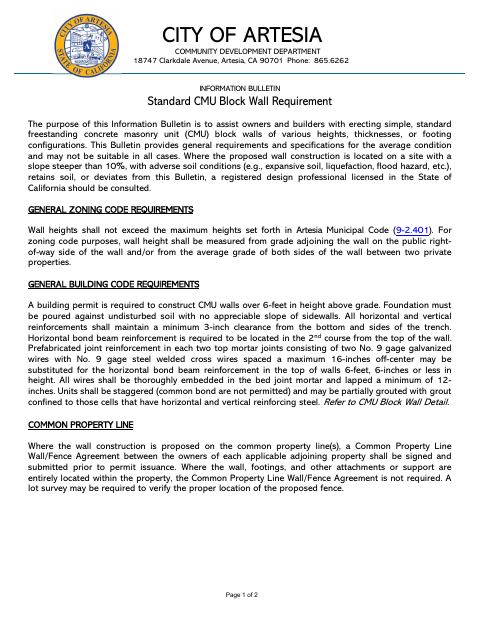 First page of the Fence and Wall Packet