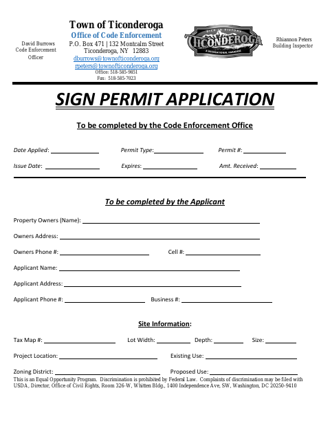 First page of the Sign Permit Application