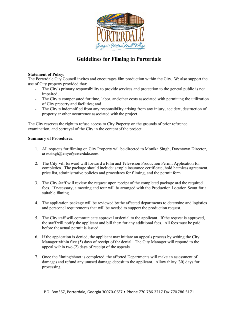 First page of the Film and Television Production Permit Application