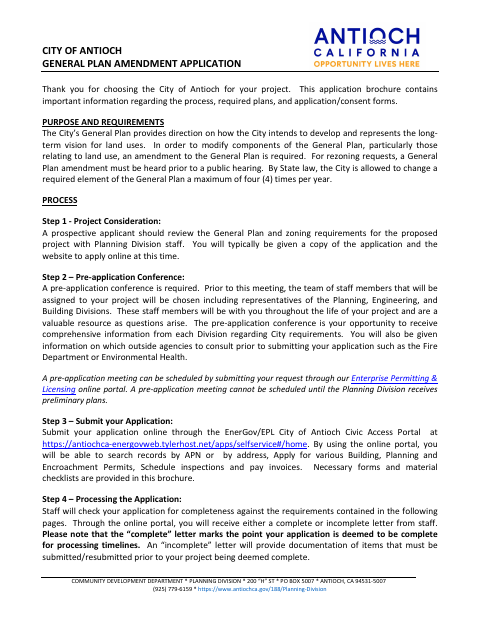 First page of the General Plan Amendment Application