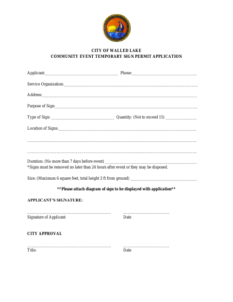 First page of the Community Event Temporary Sign Permit Application
