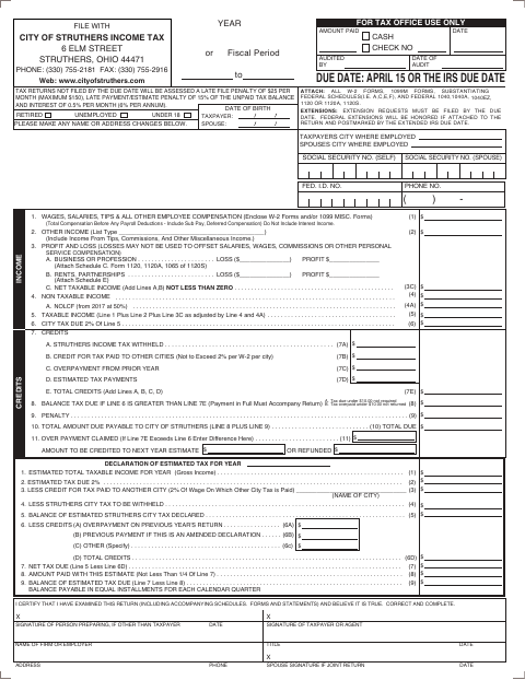 First page of the Net Profit Income Tax Return