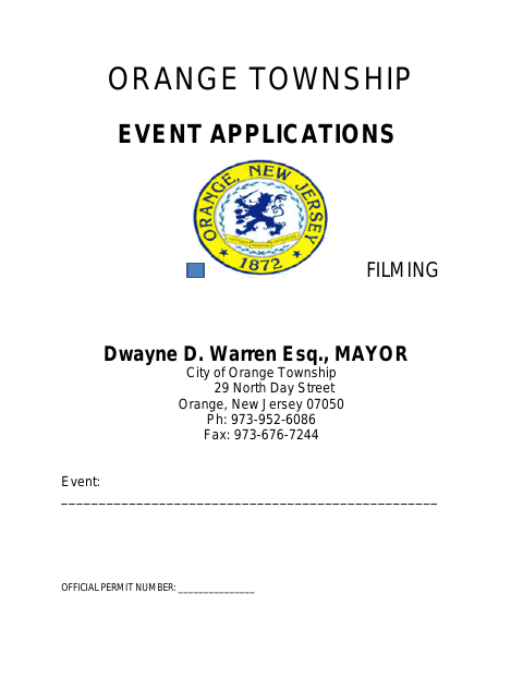 First page of the Film Permit Application