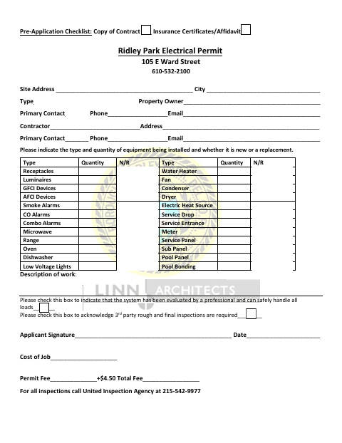First page of the Electrical Permit