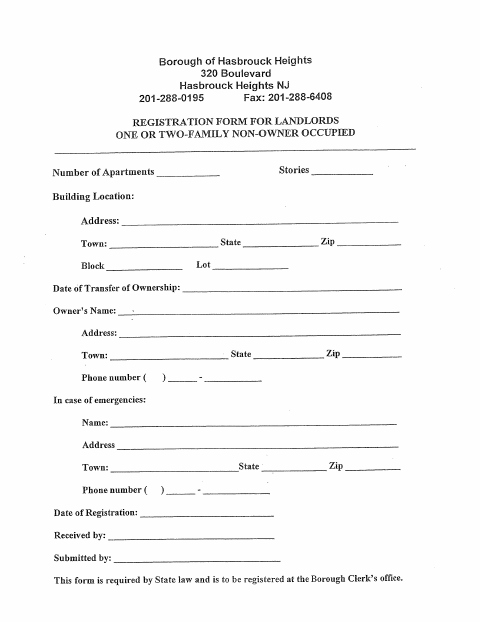 First page of the Landlord Registration