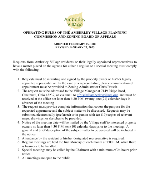 First page of the Zoning Approval Request Form