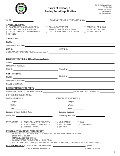 First page of the Zoning Permit Application