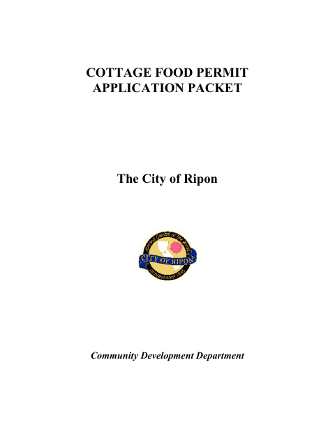 First page of the Cottage Food Permit Application