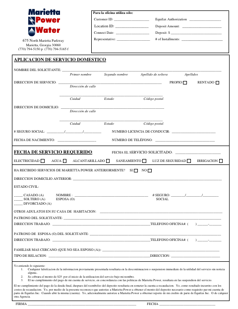 First page of the Domestic Service Application