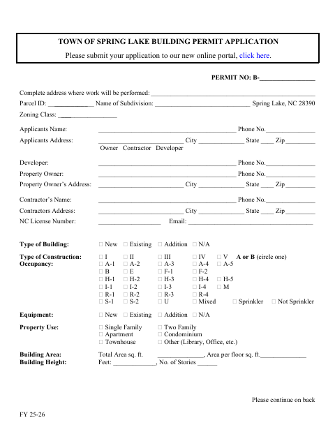 First page of the Building Permit Application