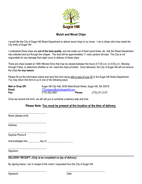 First page of the Mulch and Wood Chips Request