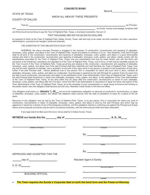First page of the Concrete Bond