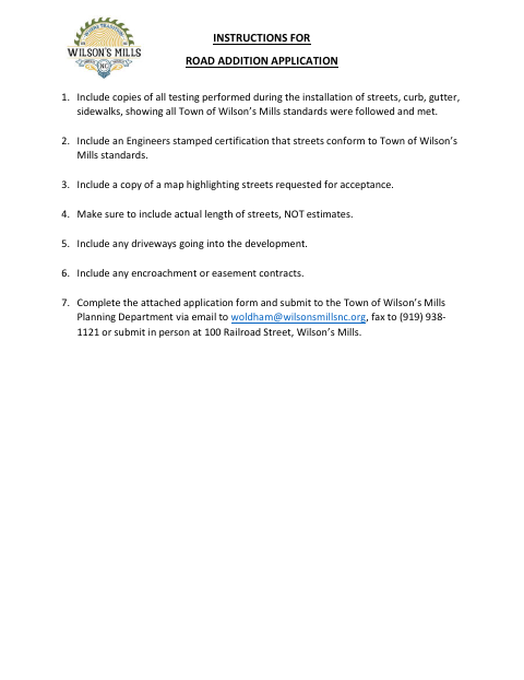 First page of the Petition for Road Addition