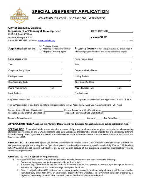 First page of the Special Use Permit Application