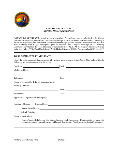 First page of the Application for Rezoning