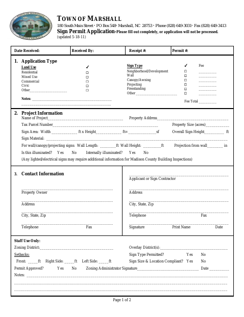 First page of the Sign Permit Application