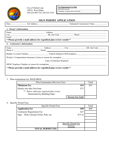 First page of the Sign Permit Application