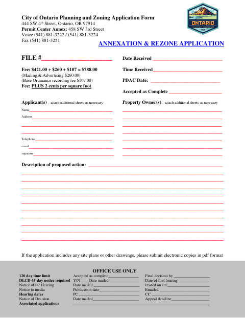 First page of the Annexation And Rezone Application