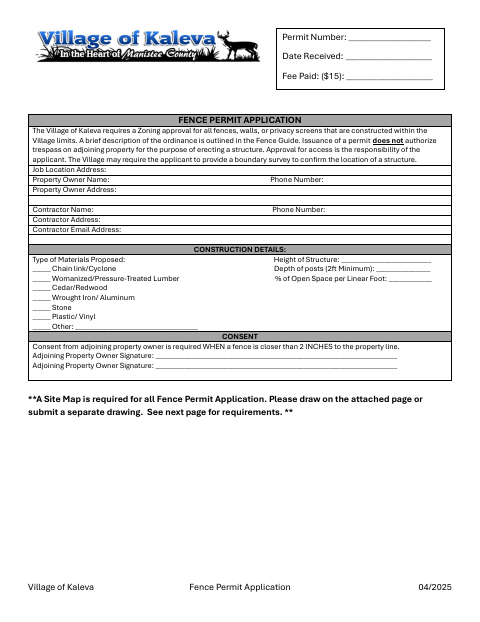 First page of the Fence Permit Application