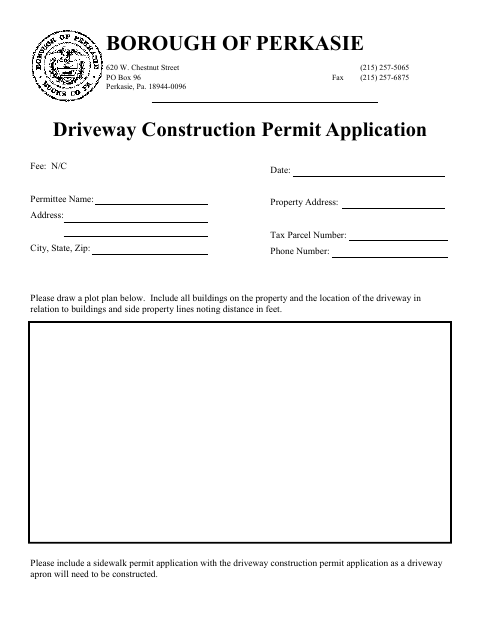 First page of the Driveway Construction Permit Application