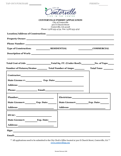 First page of the Construction Permit Application