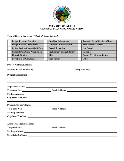 First page of the General Planning Application