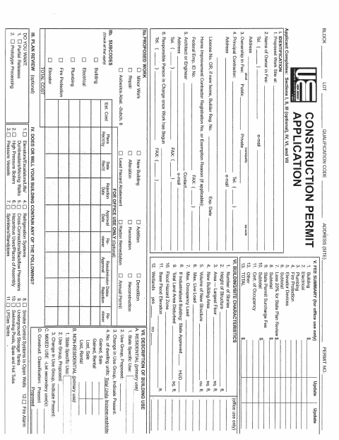 First page of the Construction Permit Jacket