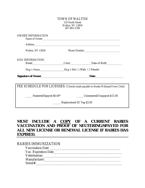 First page of the Dog License Application