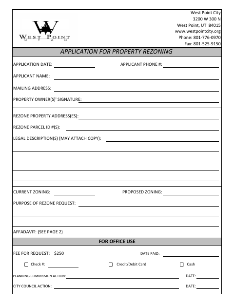 First page of the Property Rezoning Application