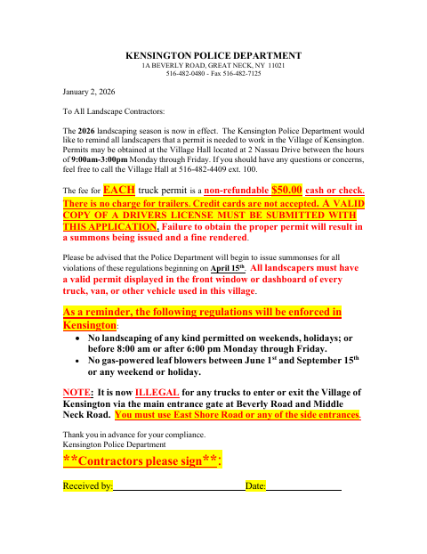First page of the License Application for Gardeners and Landscapers