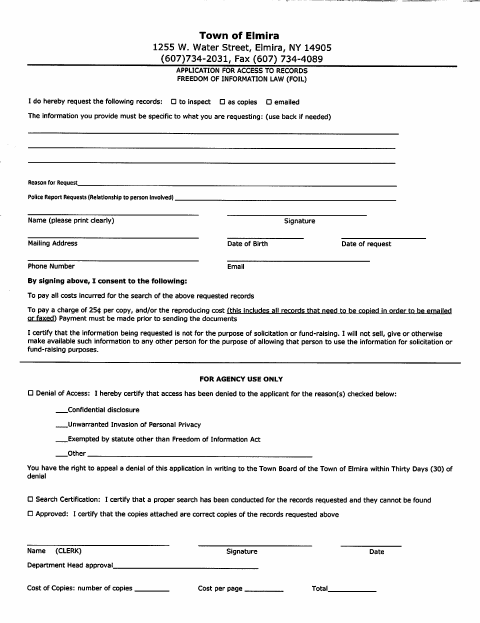 First page of the Police Report Records Request