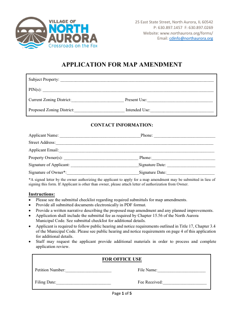 First page of the Map Amendment Application