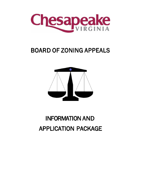 First page of the Board of Zoning Appeals Application Package