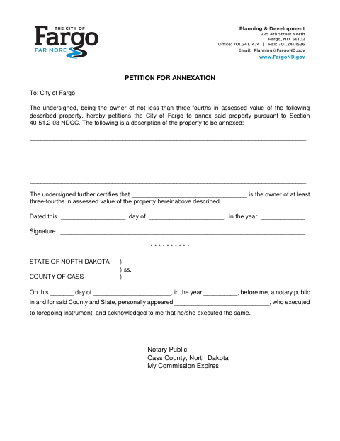 First page of the Petition for Annexation