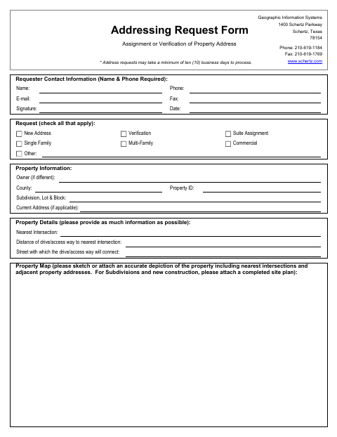 First page of the Assignment or Verification of Property Address Request Form