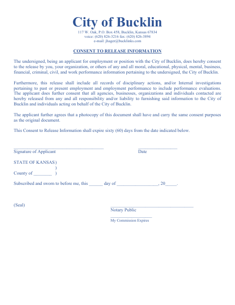 First page of the Police Department Employment Application and Consent to Release Information